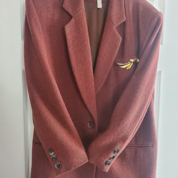 The Limited Wool Blazer, medium, rust and green stripes - Picture 1 of 2